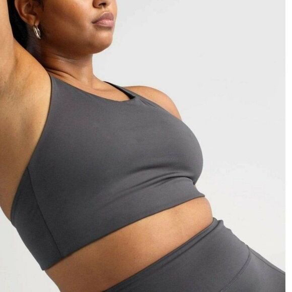 GIRLFRIEND COLLECTIVE Topanga Low Impact Longline Sports Bra Shadow Gray XS,S,L - Picture 2 of 12